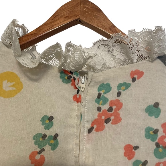 Vintage 70's Empire Waist Bell Sleeve Hippie Boho Lace Floral Prairie Maxi Dress - Picture 7 of 13